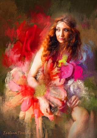 bouquet flowers in oil painting style,illustration